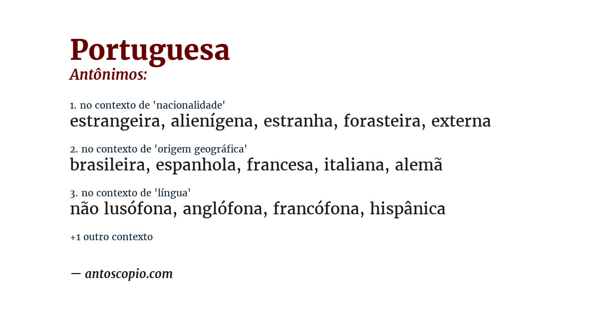 Antônimo de portuguesa