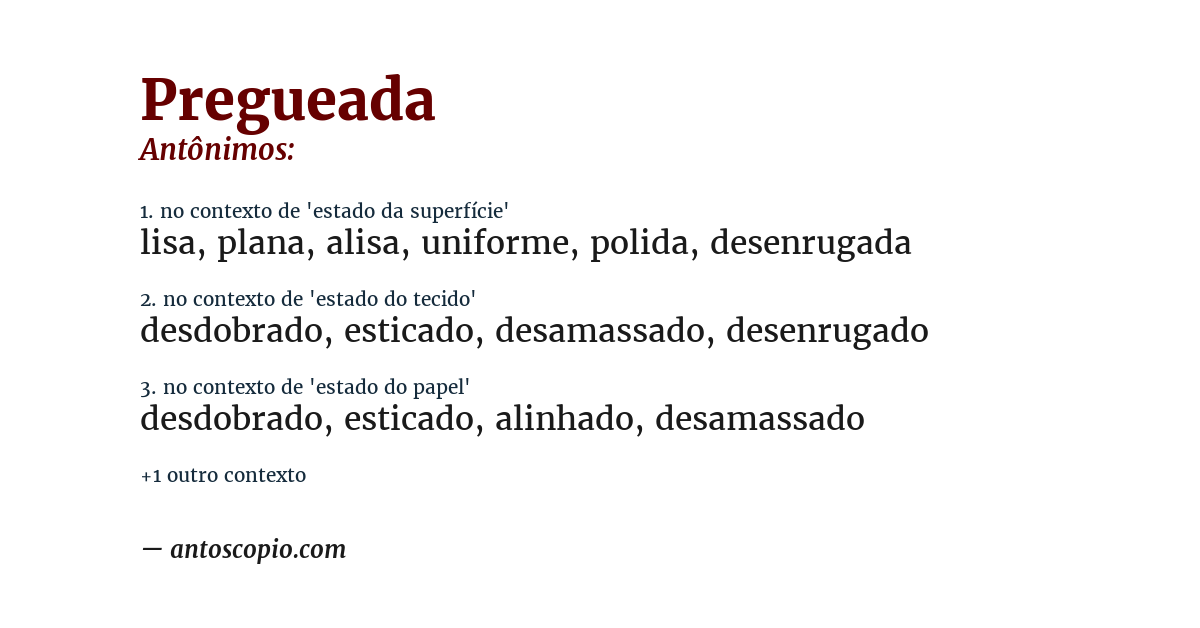 Antônimo de pregueada