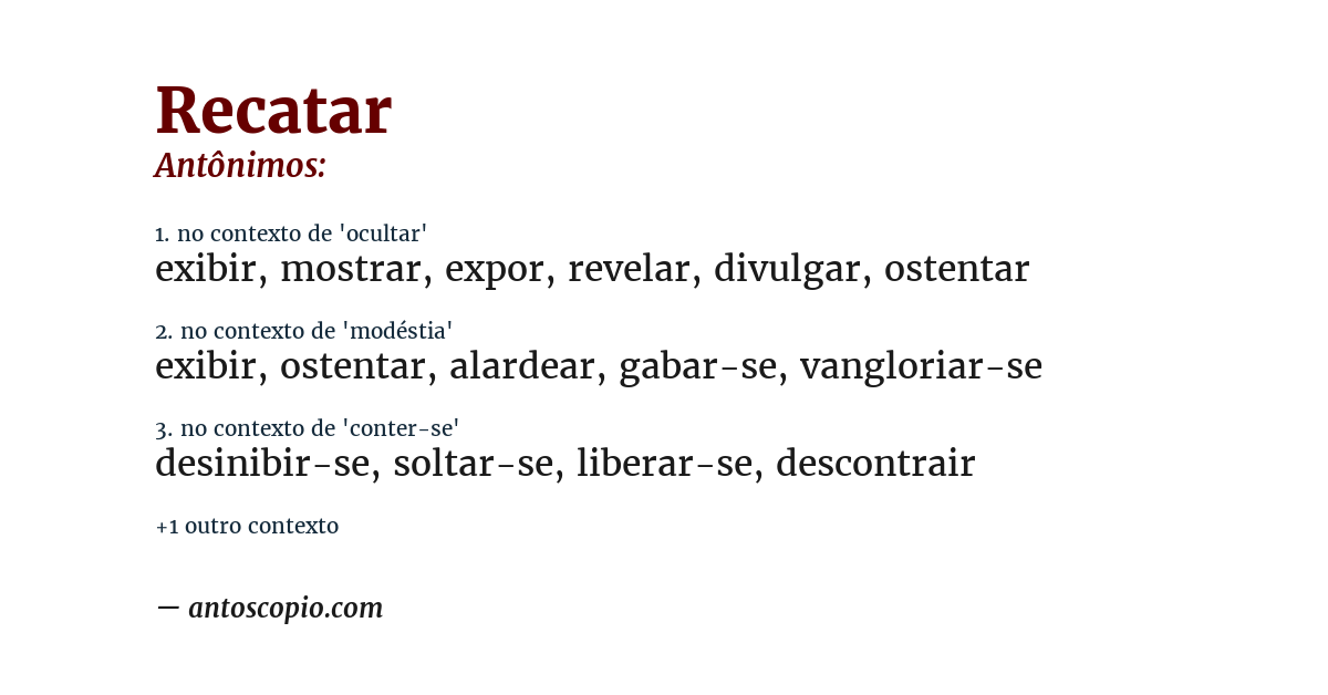 Antônimo de recatar