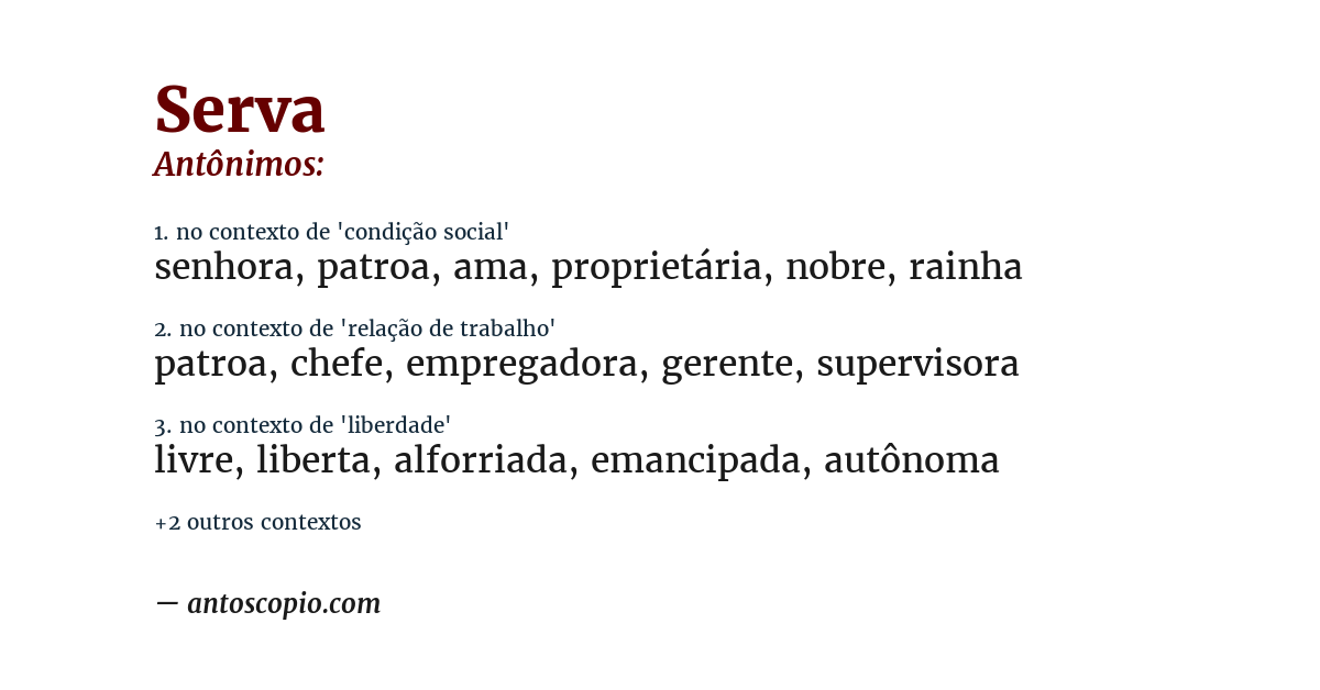 Antônimo de serva