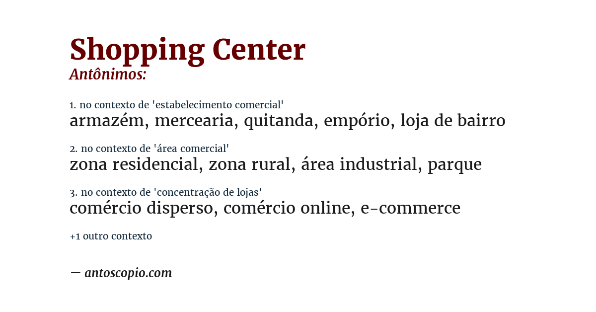 Antônimo de shopping center