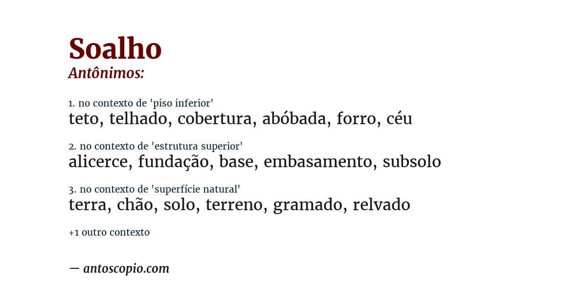 Antônimo de soalho