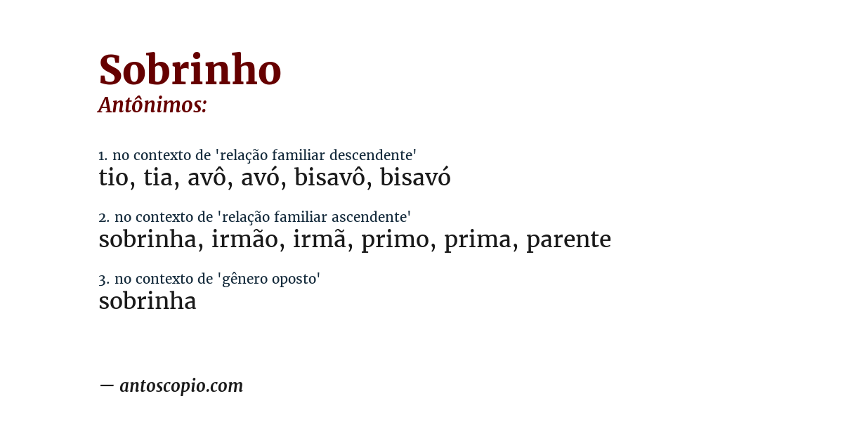 Antônimo de sobrinho