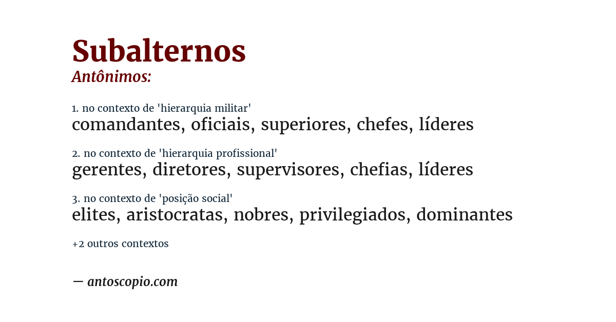 Antônimo de subalternos