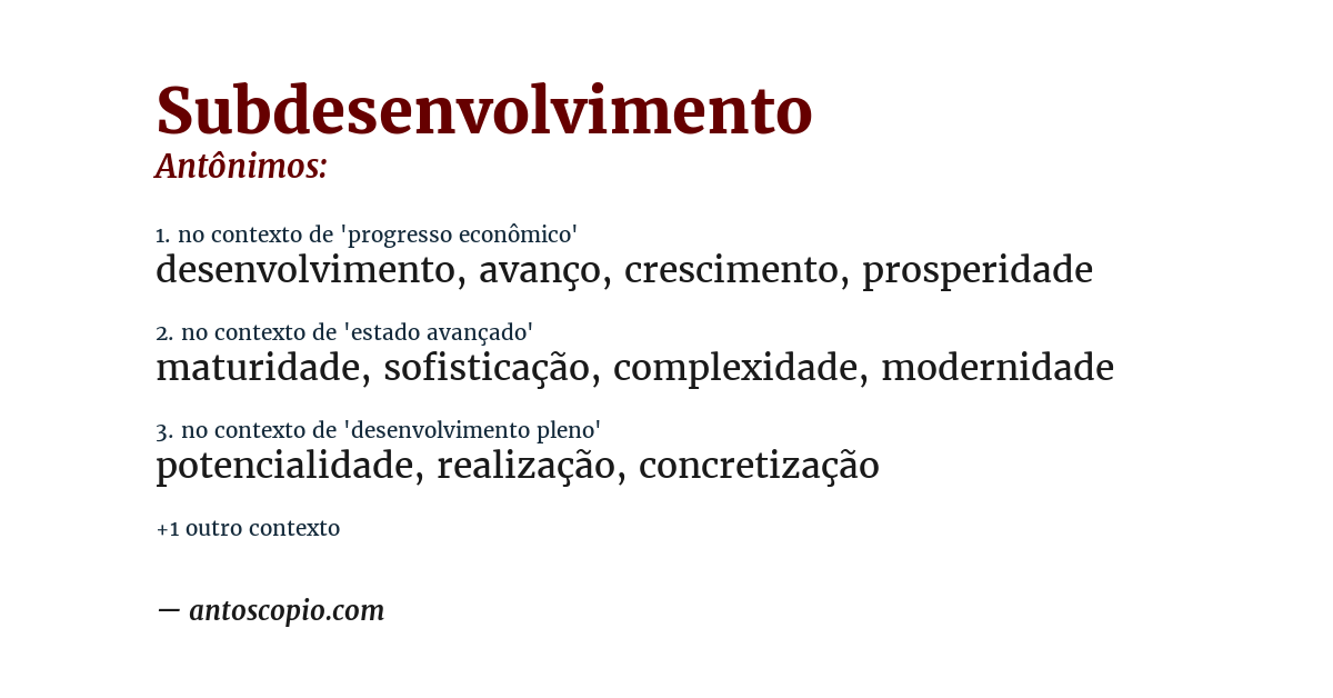 Antônimo de subdesenvolvimento