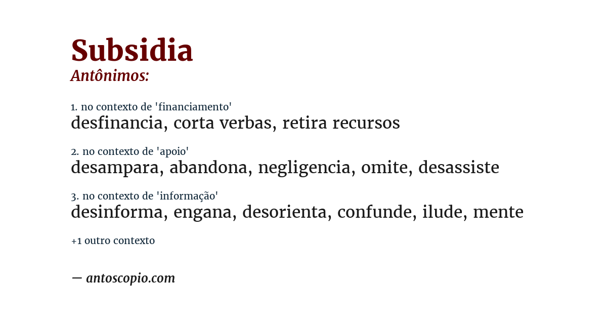 Antônimo de subsidia