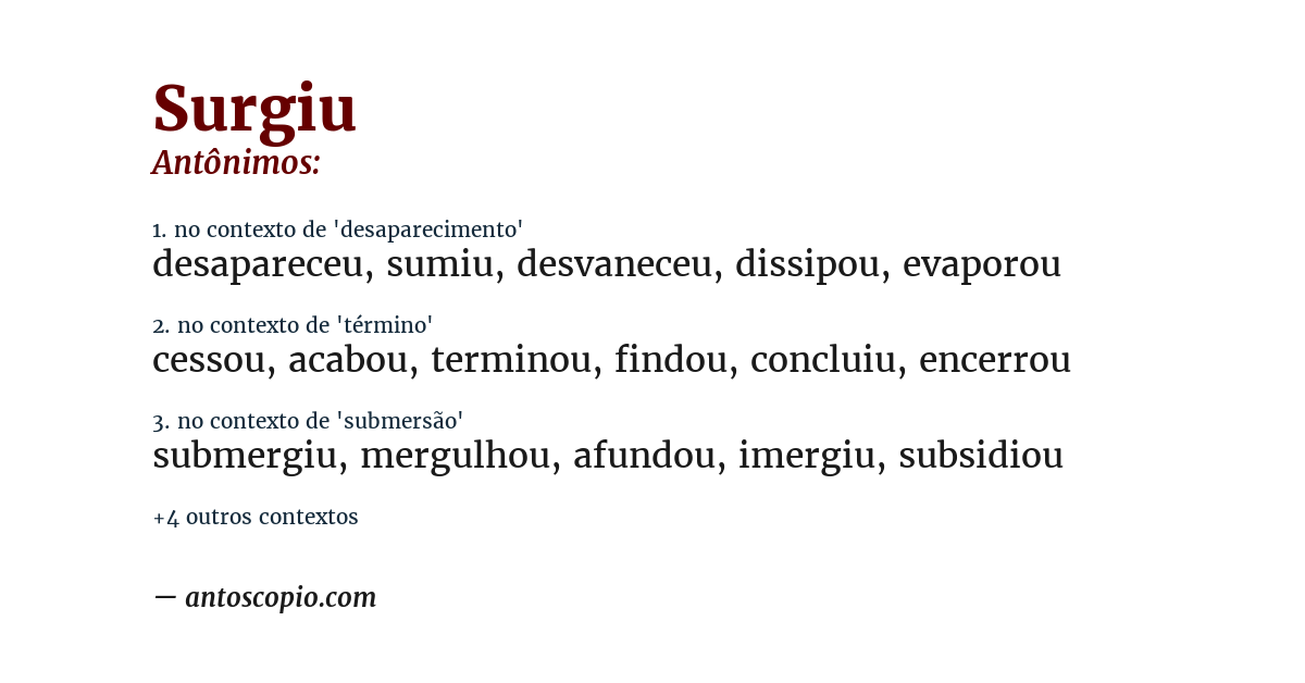 Antônimo de surgiu