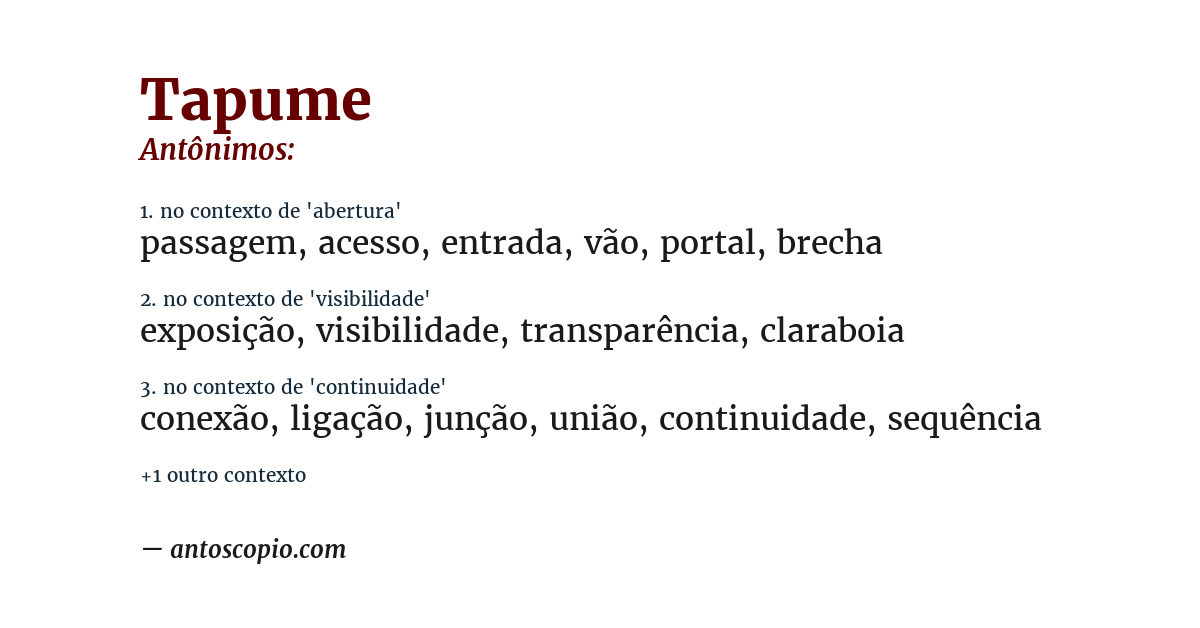 Antônimo de tapume