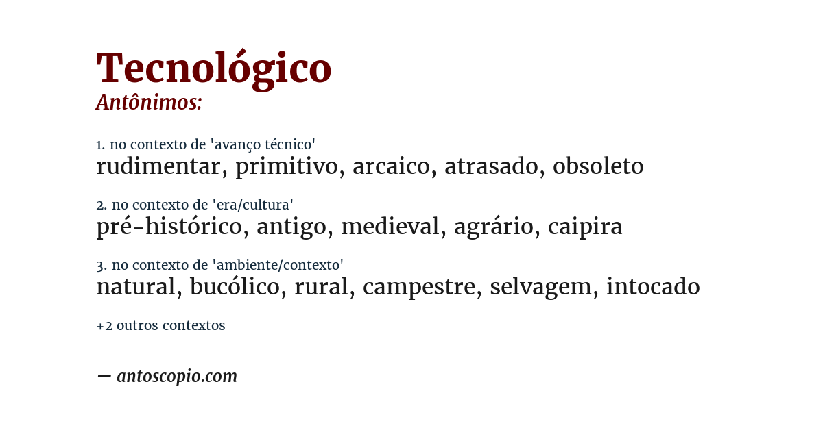 Antônimo de tecnológico