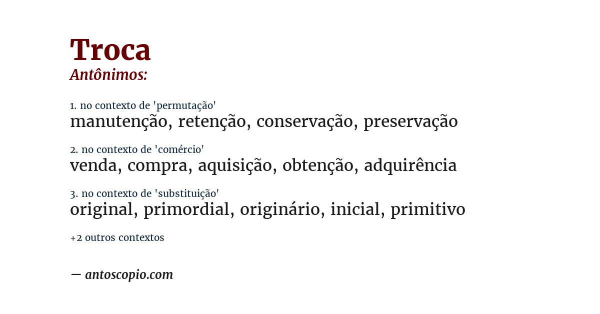 Antônimo de troca