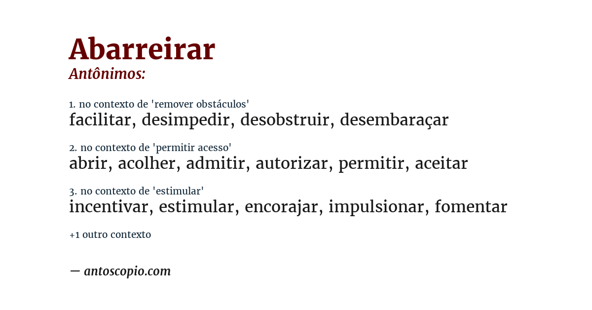 Antônimo de abarreirar