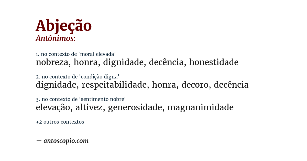 Antônimo de abjeção