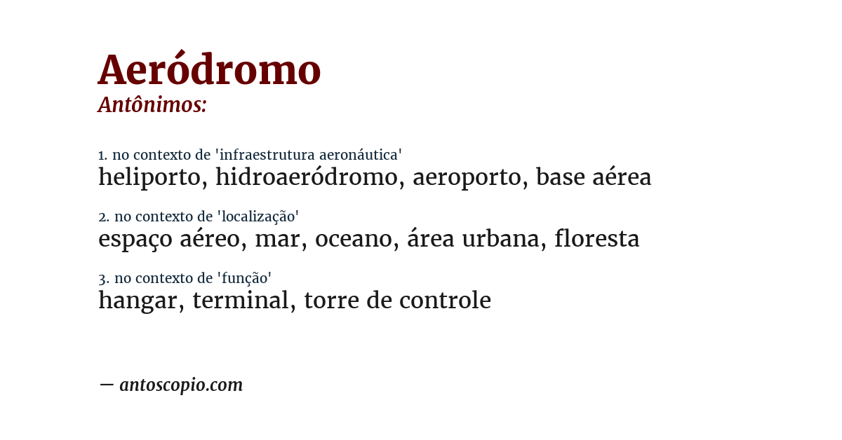 Antônimo de aeródromo