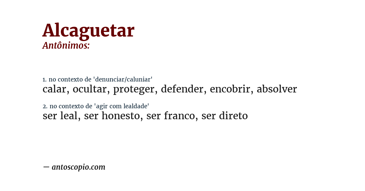 Antônimo de alcaguetar