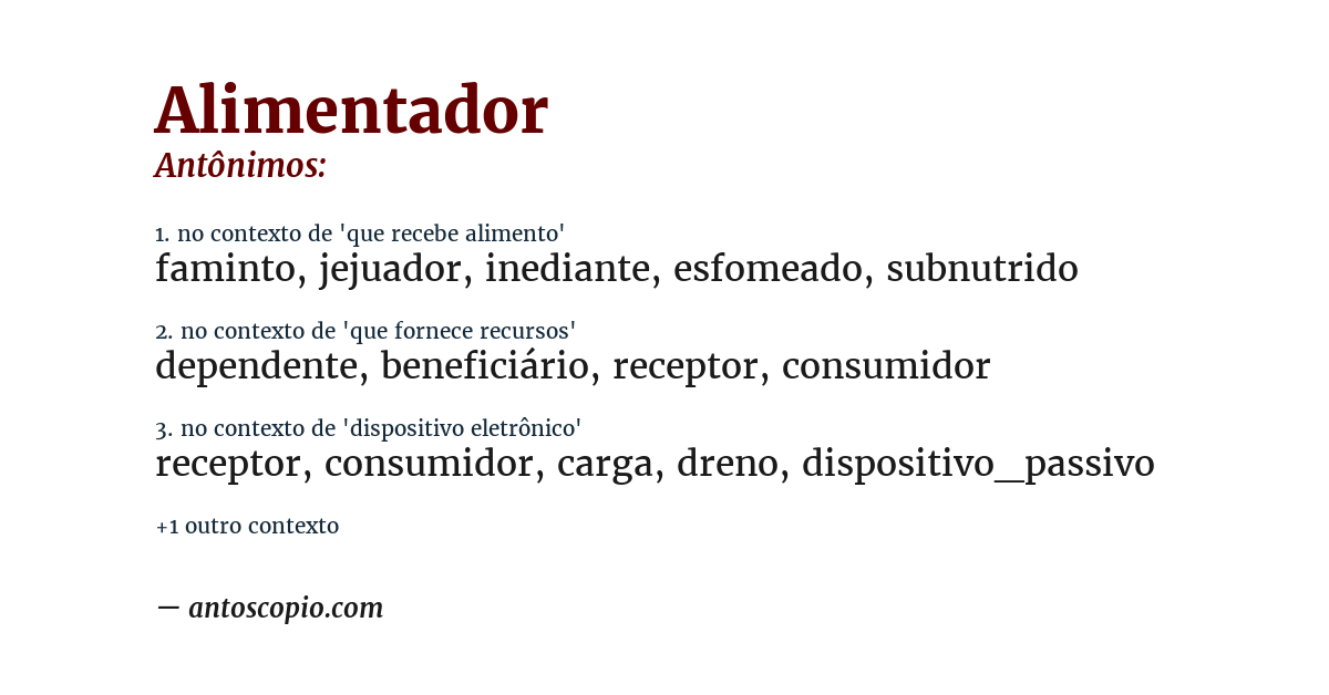 Antônimo de alimentador
