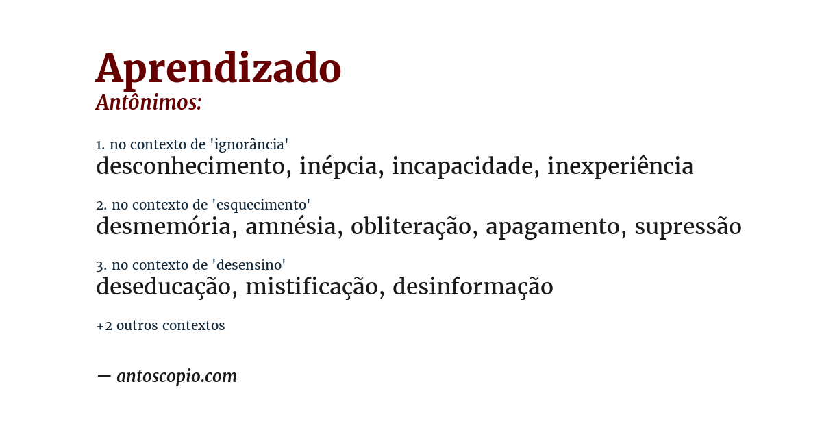 Antônimo de aprendizado