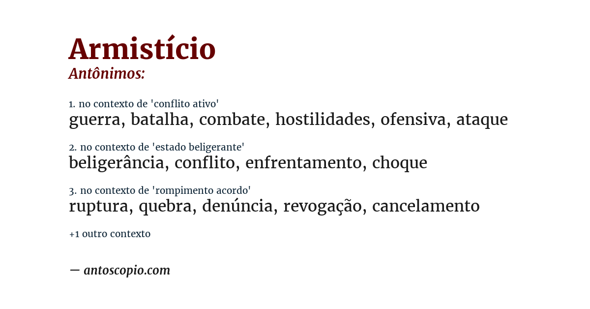Antônimo de armistício