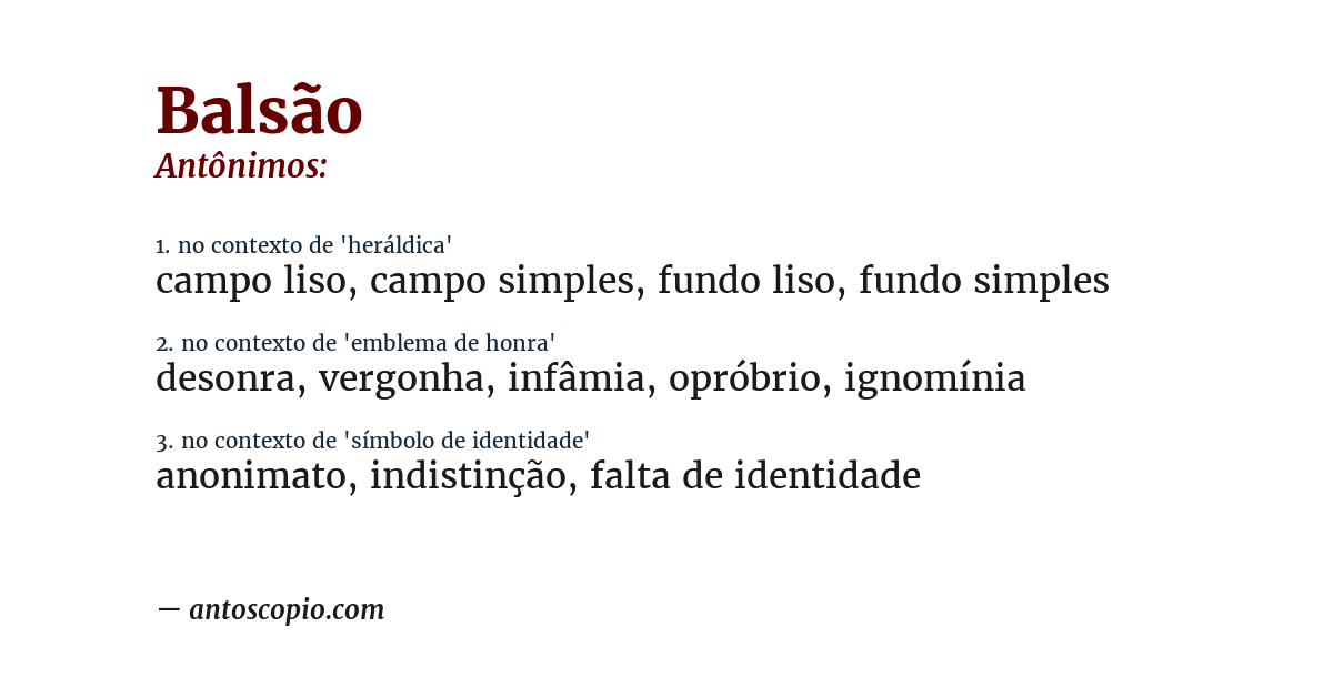 Antônimo de balsão