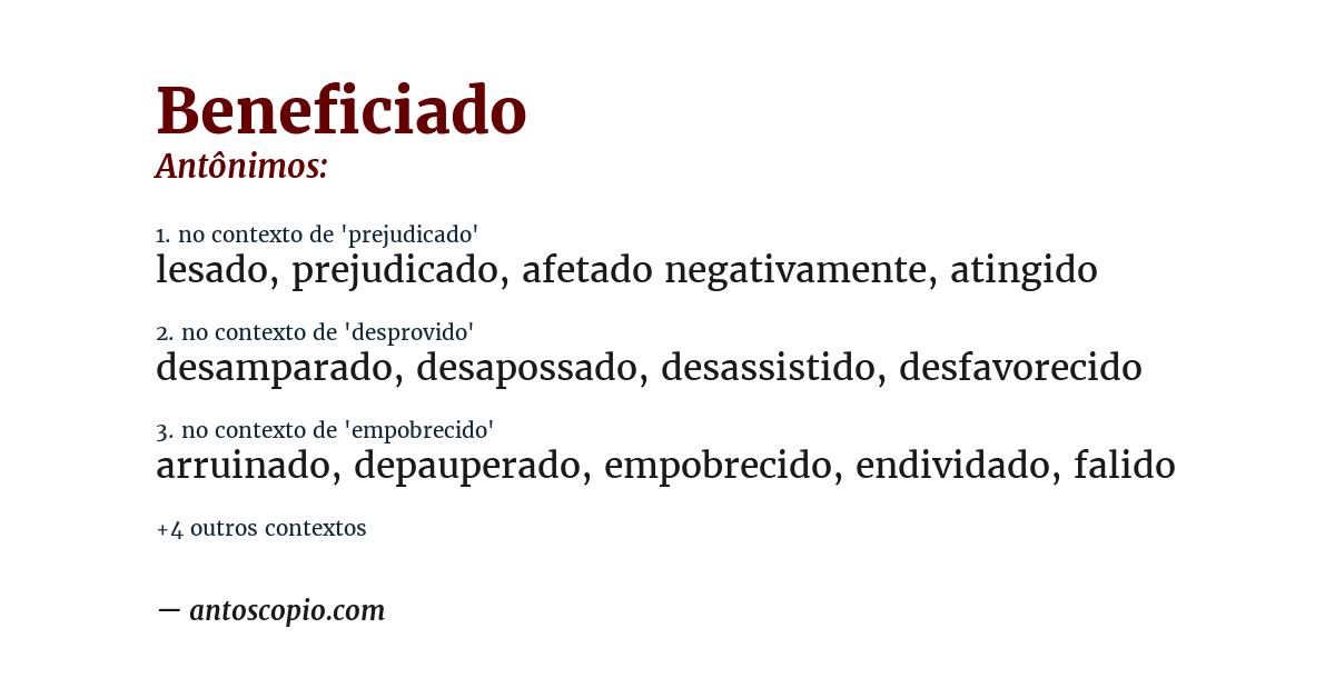 Antônimo de beneficiado