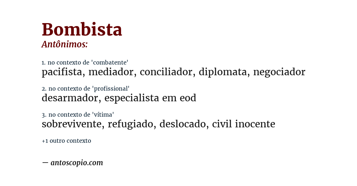 Antônimo de bombista