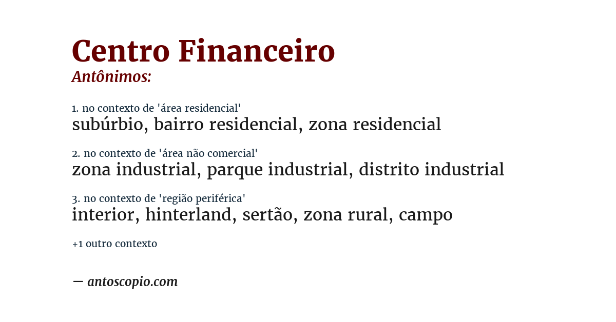 Antônimo de centro financeiro