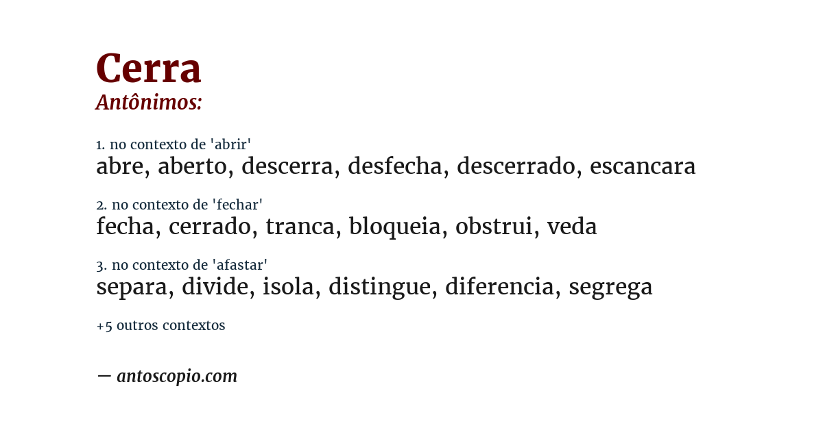 Antônimo de cerra