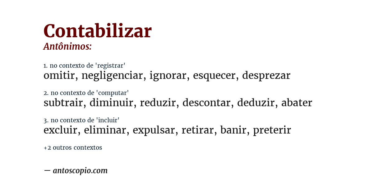 Antônimo de contabilizar