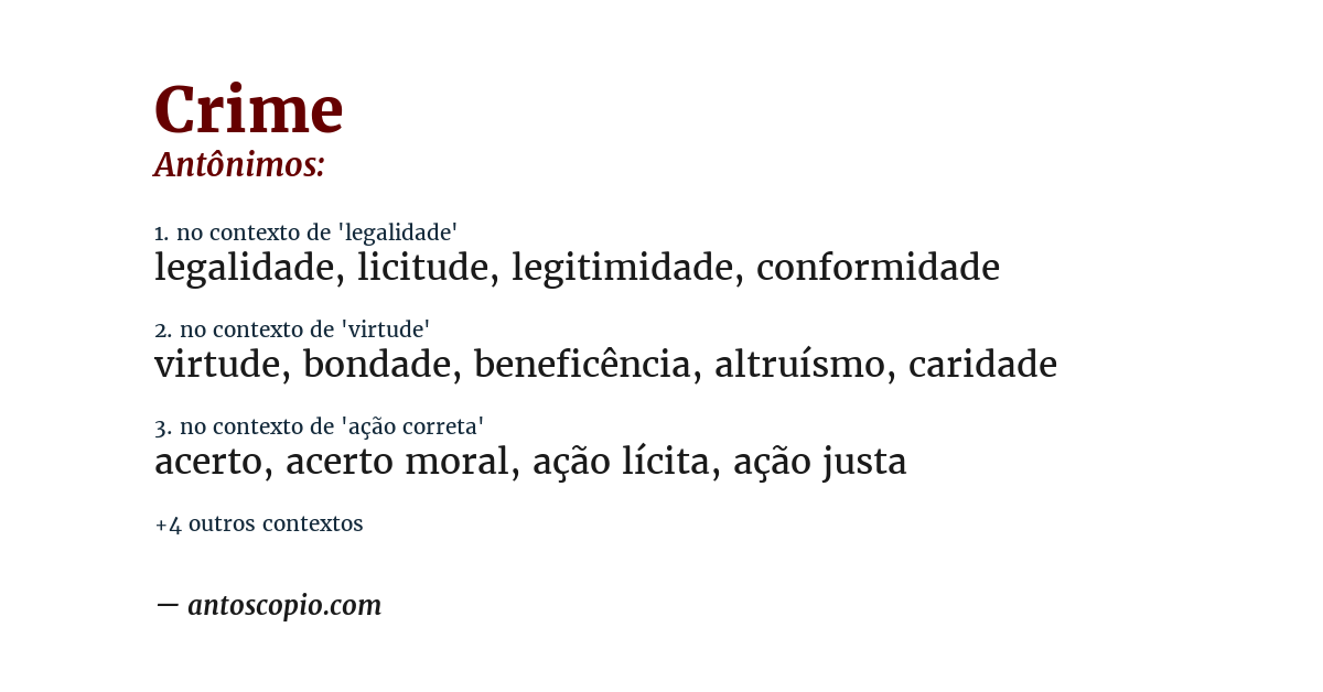 Antônimo de crime