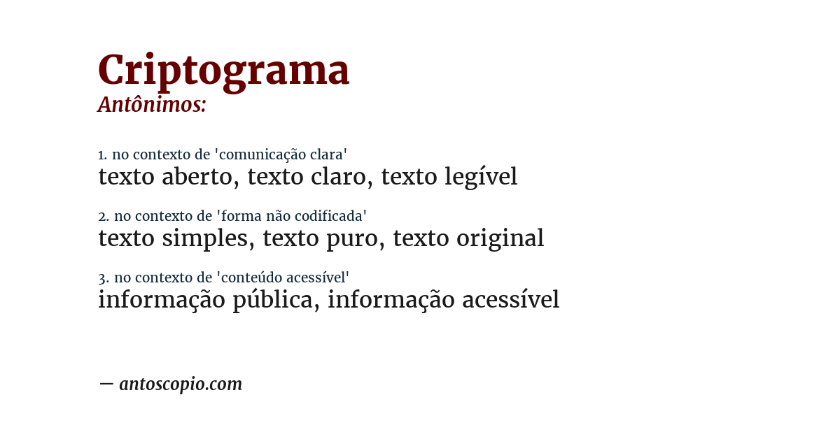 Antônimo de criptograma