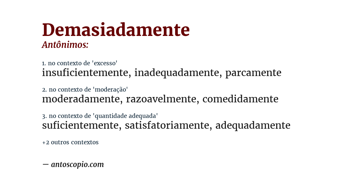 Antônimo de demasiadamente