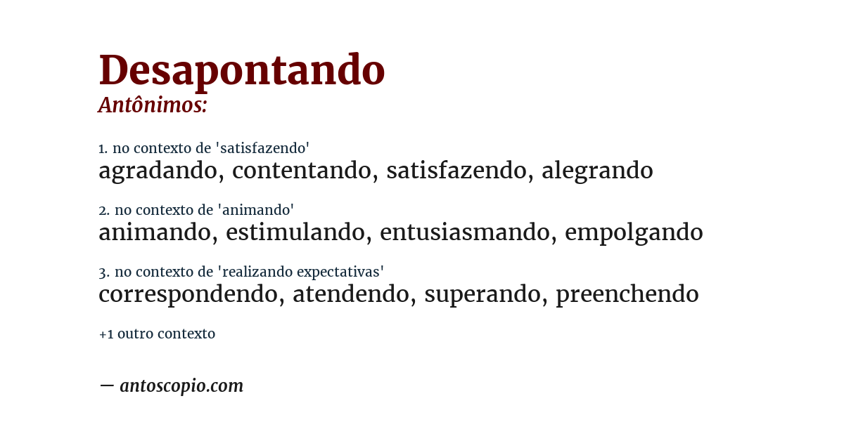 Antônimo de desapontando