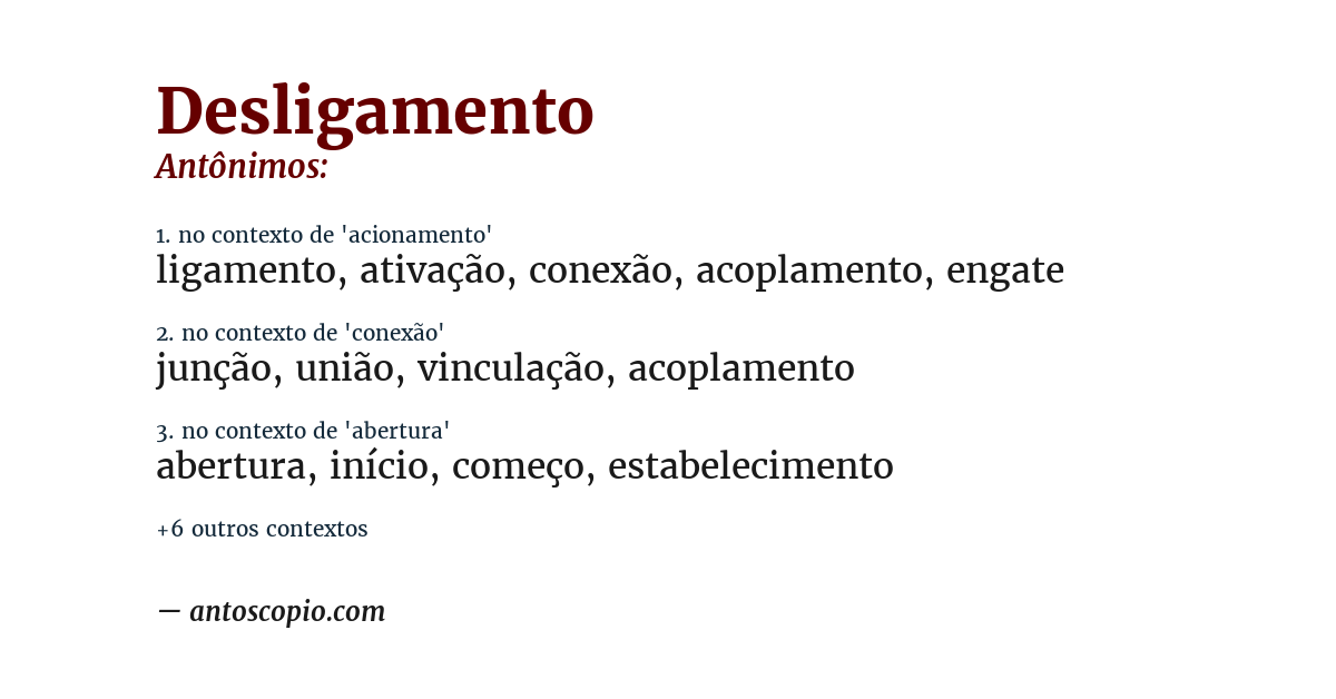 Antônimo de desligamento