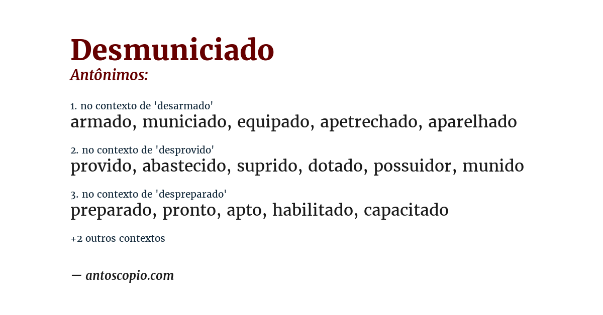 Antônimo de desmuniciado
