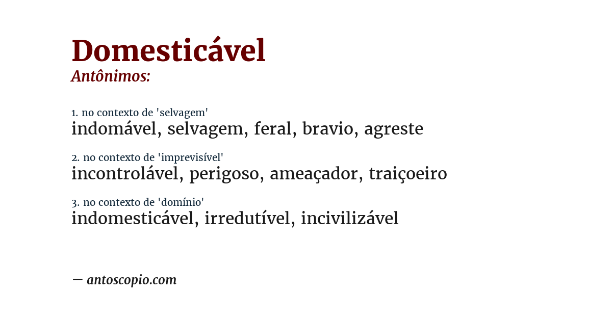 Antônimo de domesticável