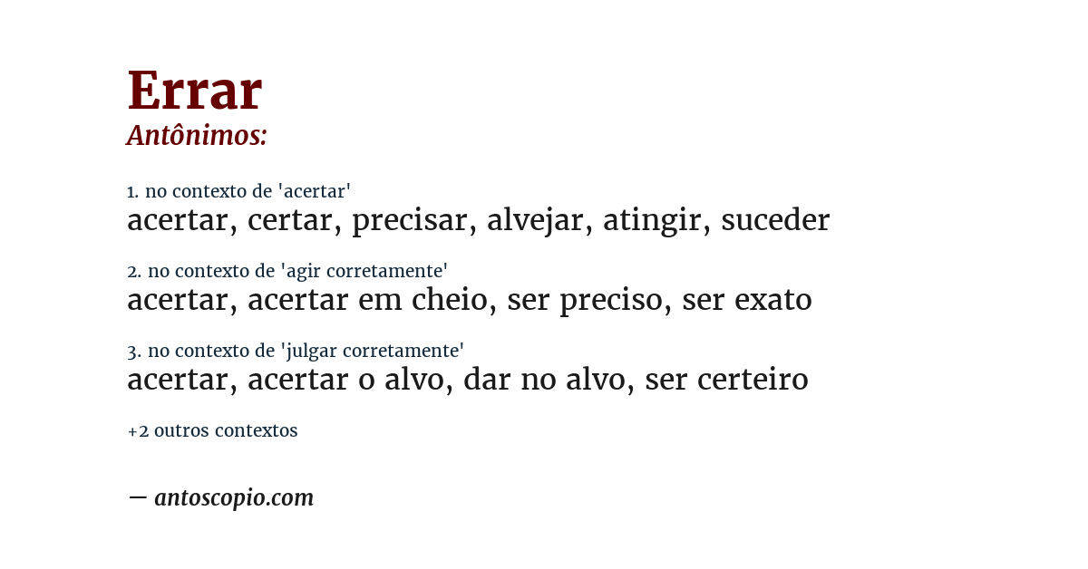 Antônimo de errar