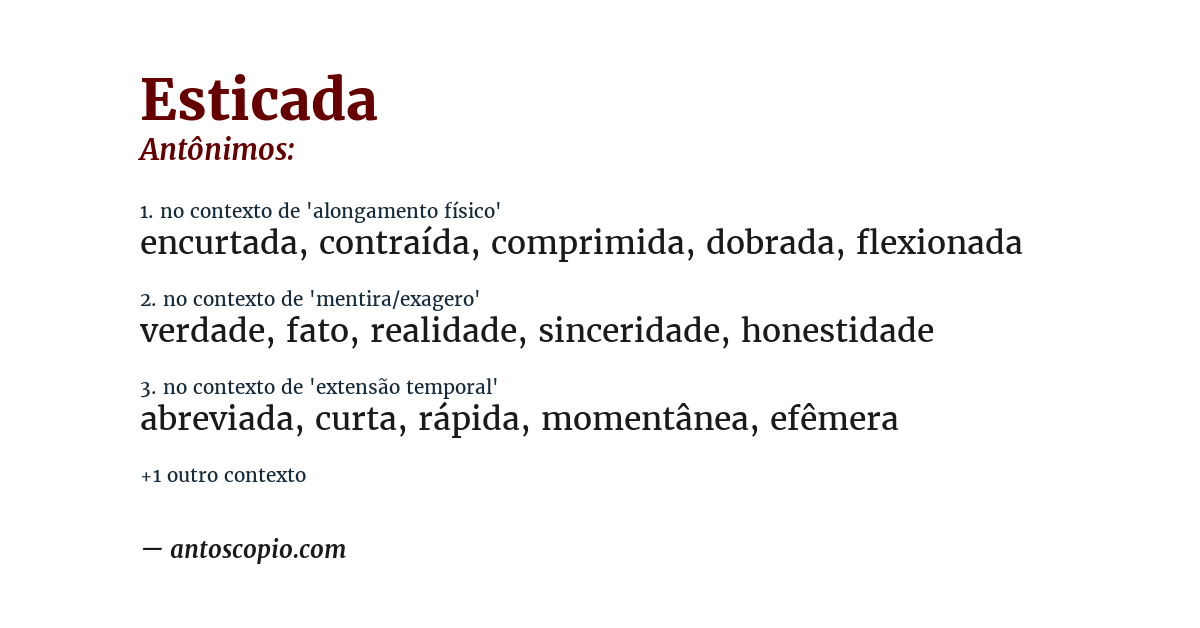 Antônimo de esticada