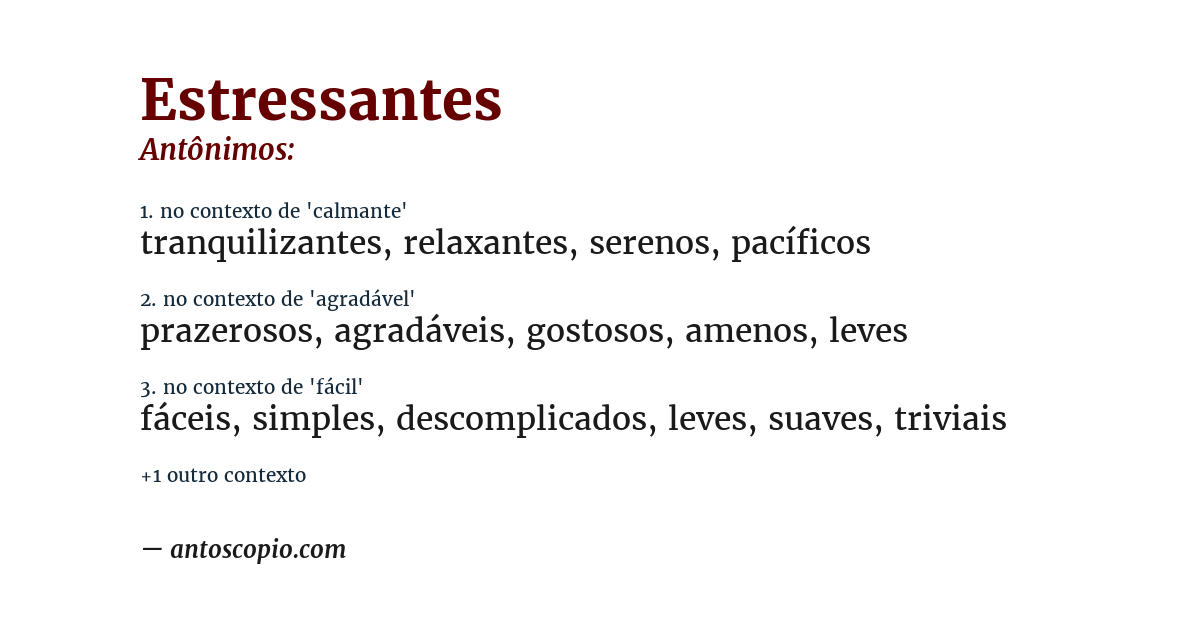 Antônimo de estressantes