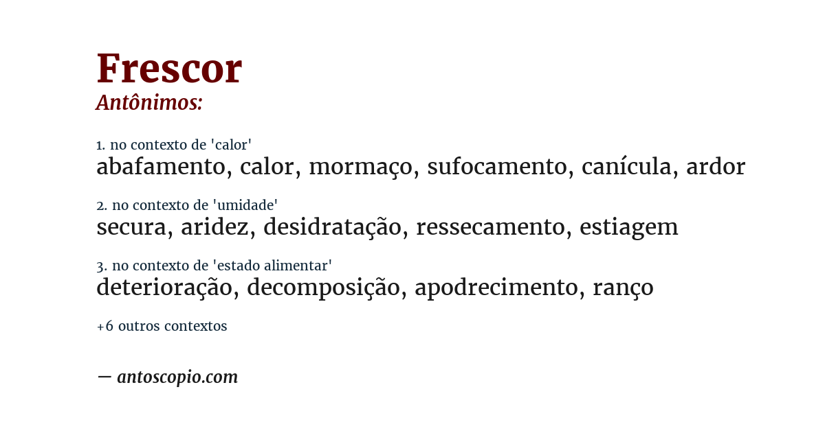 Antônimo de frescor