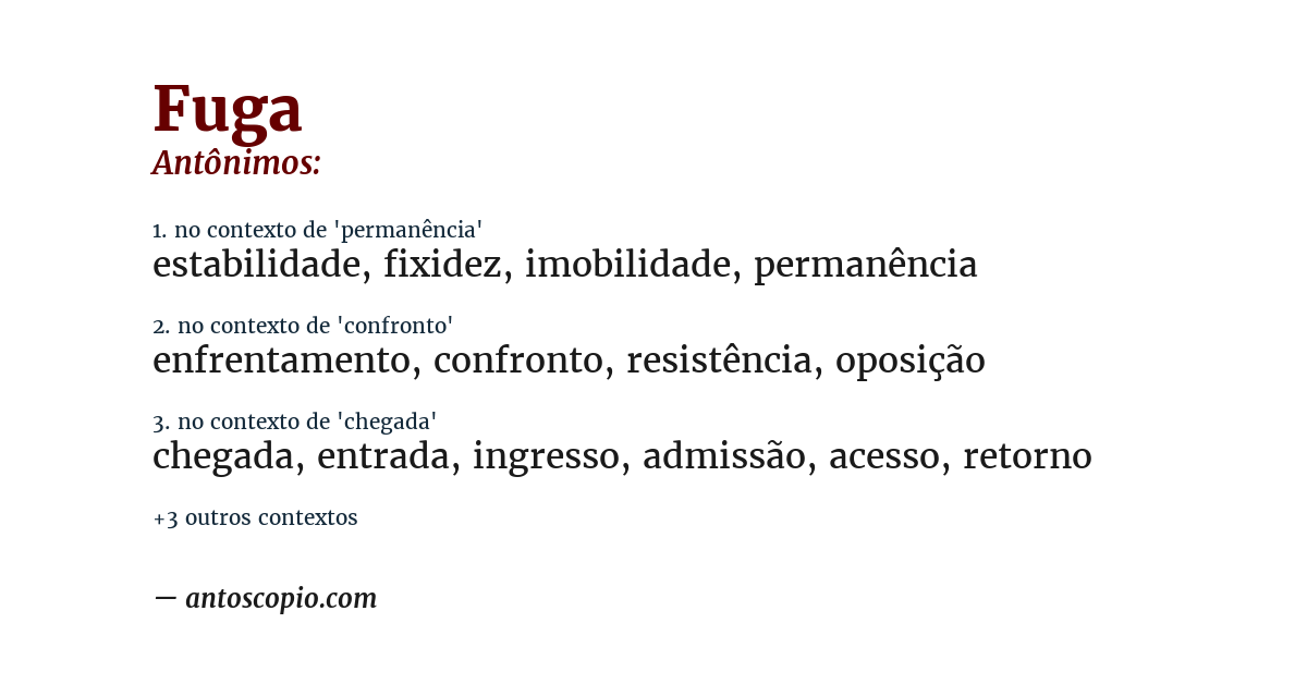 Antônimo de fuga
