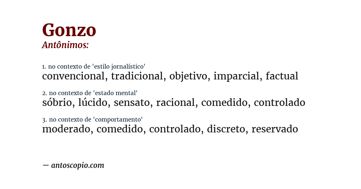Antônimo de gonzo