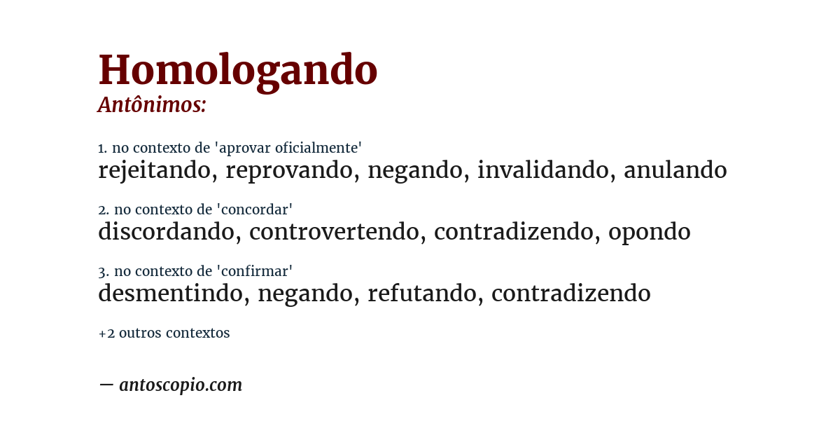 Antônimo de homologando