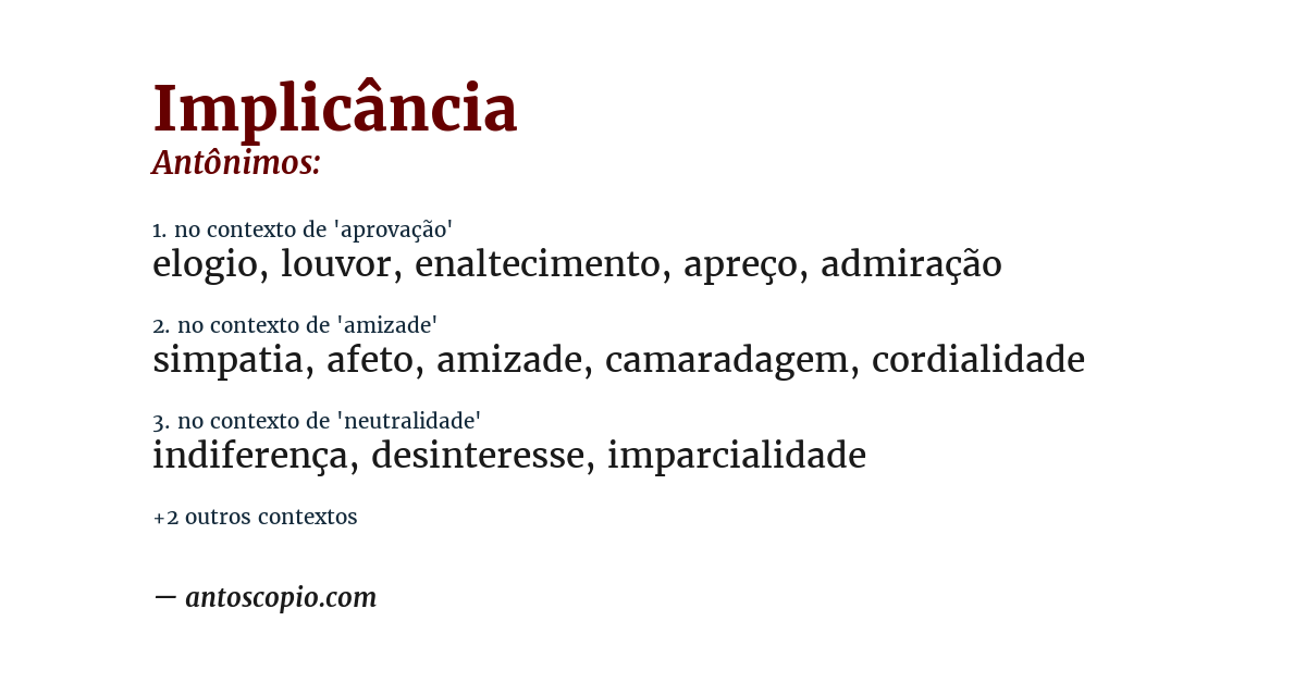 Antônimo de implicância