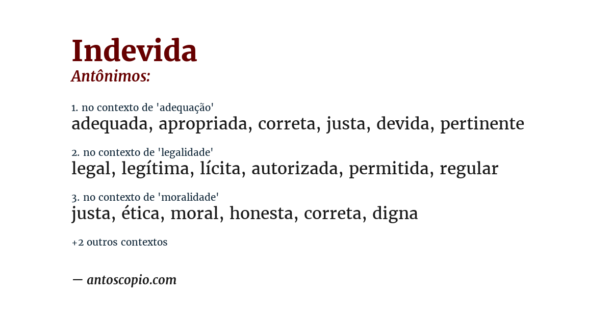 Antônimo de indevida