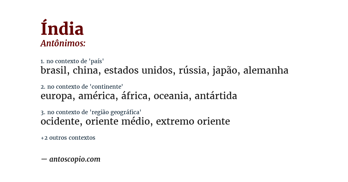 Antônimo de índia