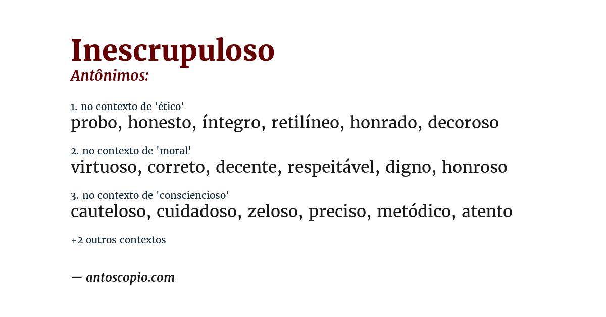 Antônimo de inescrupuloso