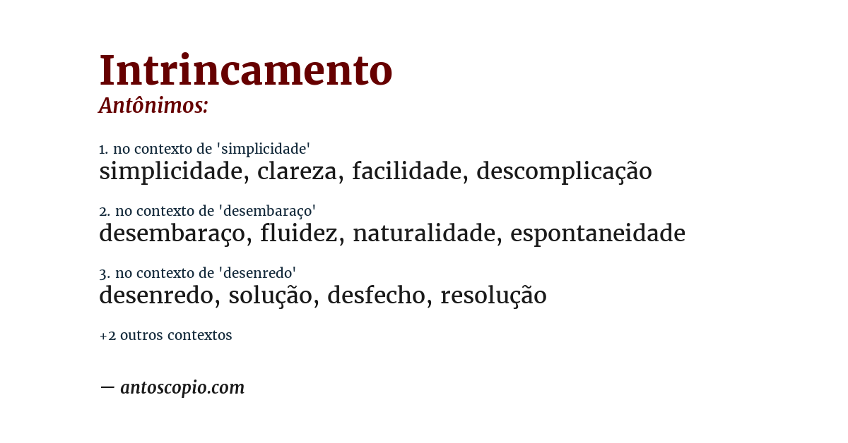 Antônimo de intrincamento