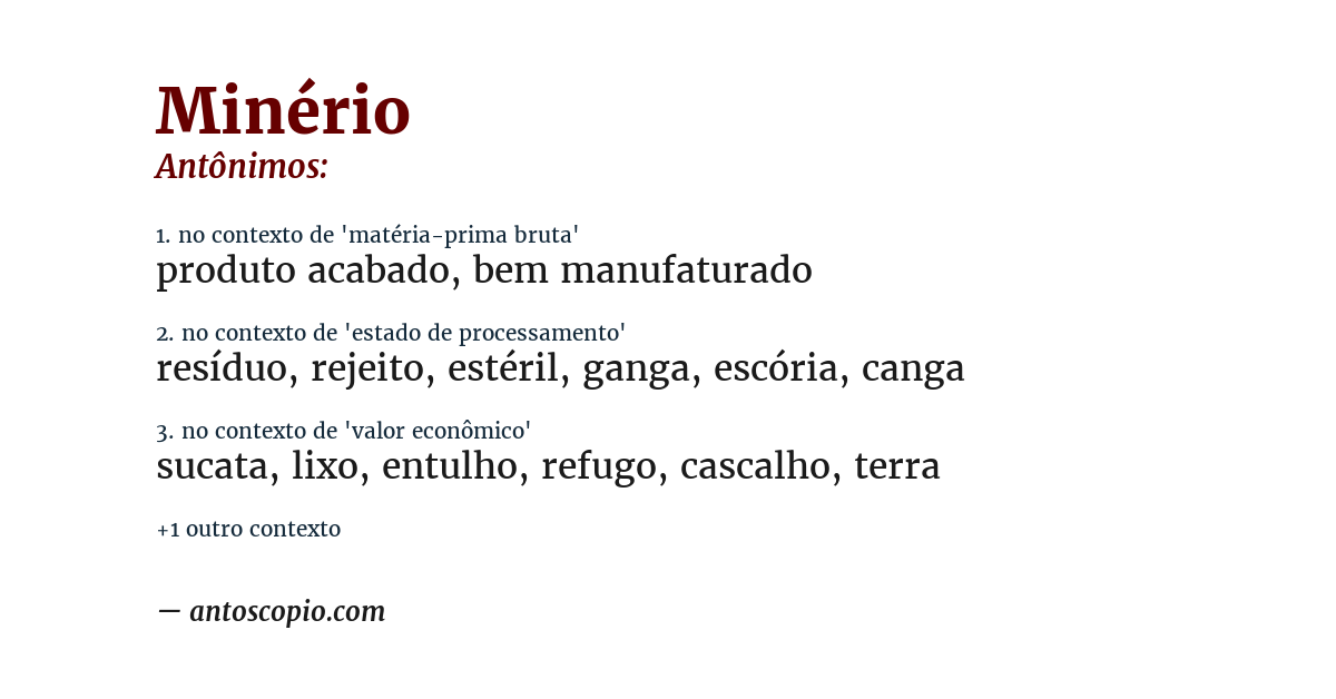 Antônimo de minério