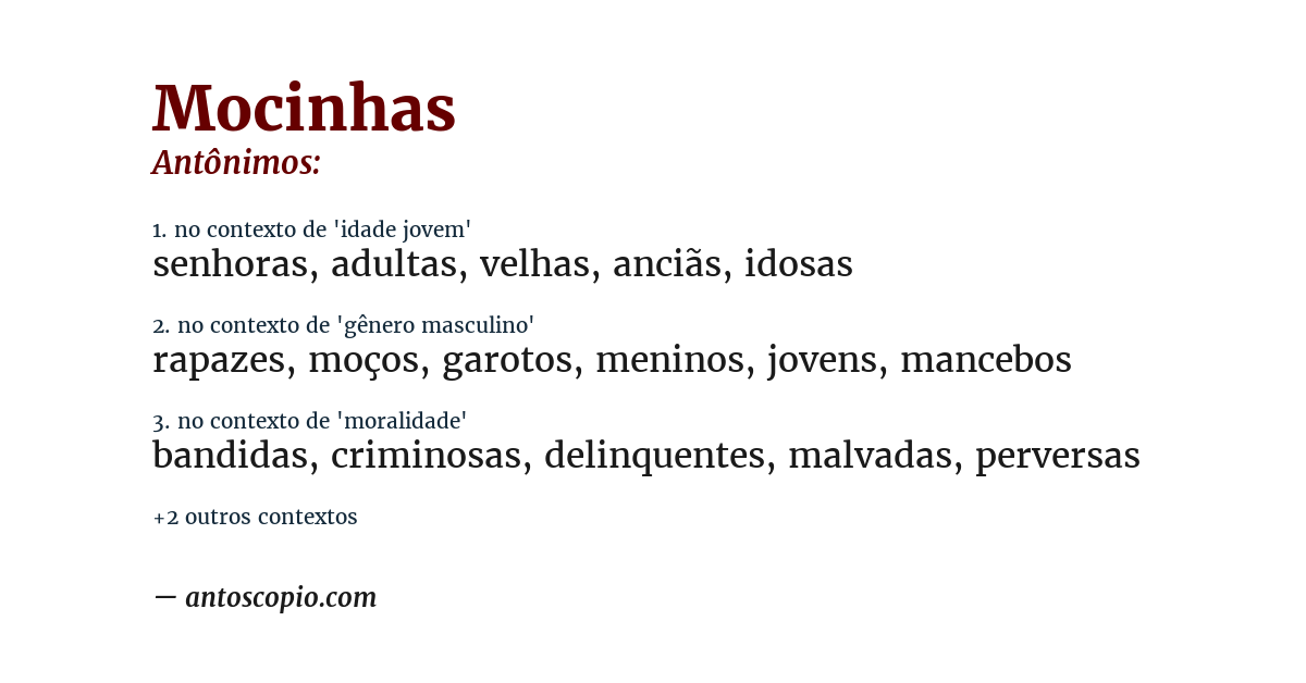 Antônimo de mocinhas