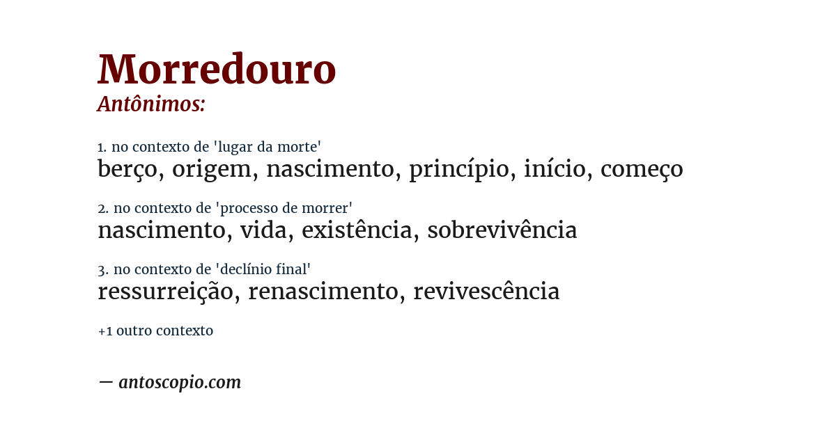 Antônimo de morredouro