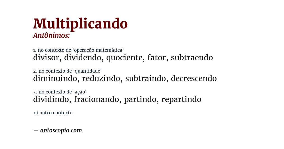 Antônimo de multiplicando